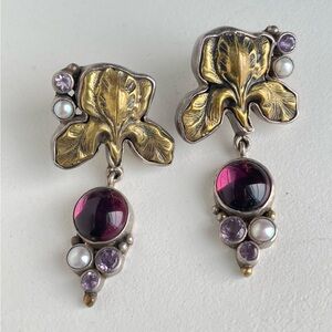 Echo of the Dreamer Mars and Valentine golden Orchid Floral Earrings